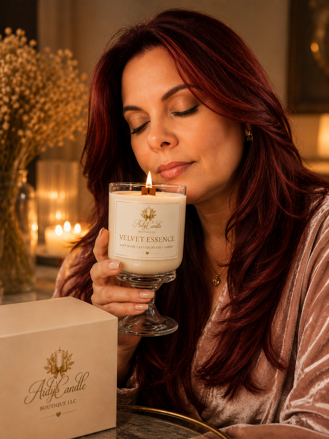 Velvet Essence | Luxury Pedestal Wood Wick Candle
