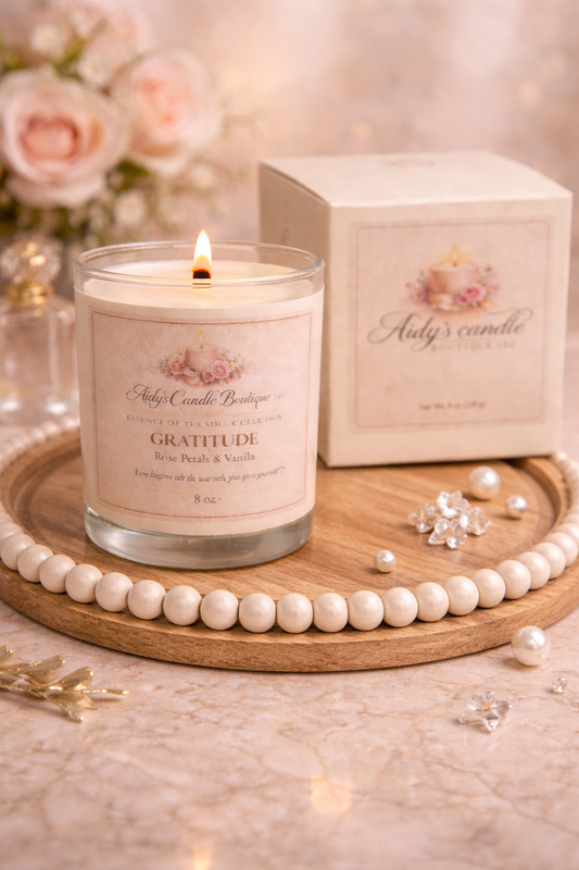 Gratitude – Rose Petals & Vanilla Luxury Candle (8 oz)
